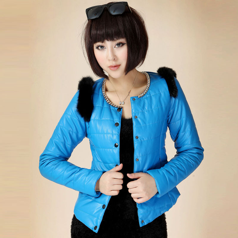 free shipping o-neck slim short design wadded jacket thermal outerwear women's parka womens g