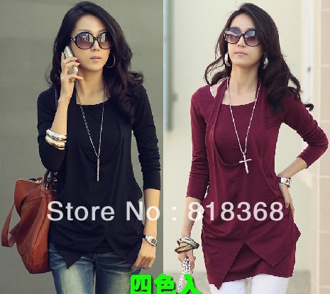 Free Shipping ol career shirt dress fashion slim faux  basic knitted long-sleeve dress