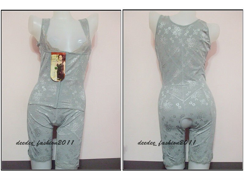 free shipping One-piece BodySuits 3lines hooks Open Open Lace Shaperwear Firm thin seamless Full body shapers gray XL