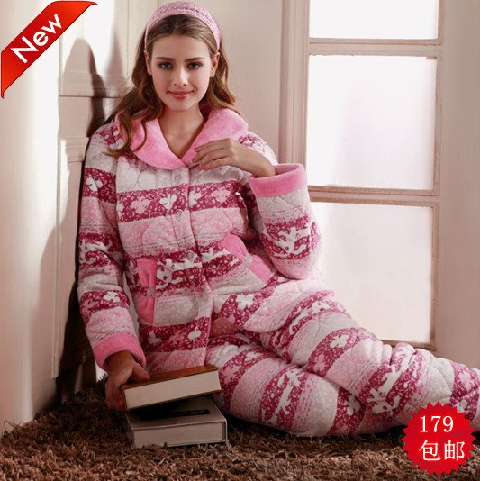 Free Shipping  orchid fairy winter cotton-padded sleepwear thickening 8803