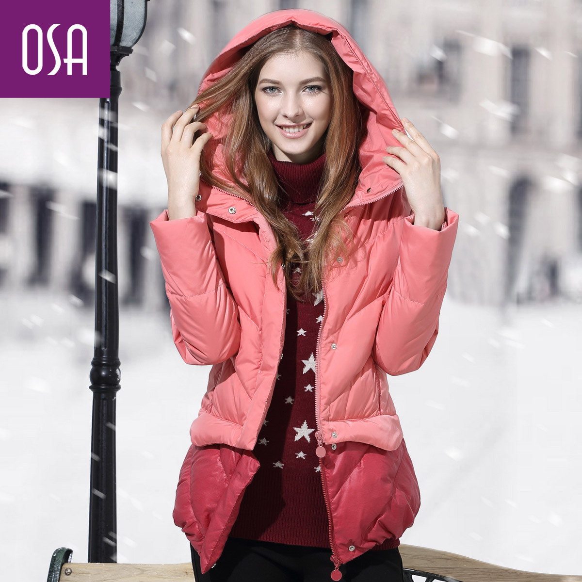 Free shipping Osa2012 women's fashion patchwork thermal down coat y23557