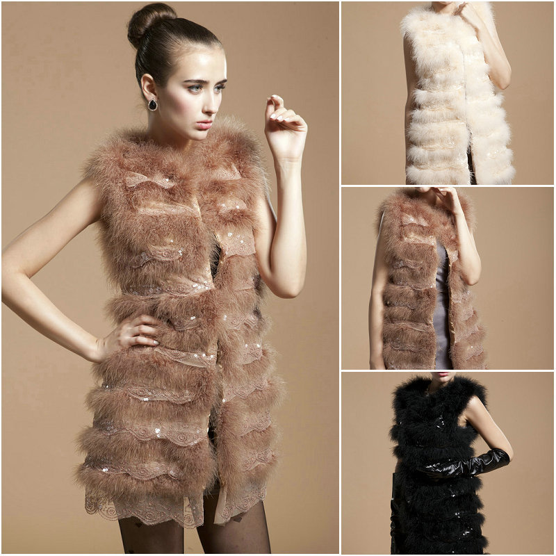 Free shipping ! Ostrich wool vest 2012 medium-long fur outerwear