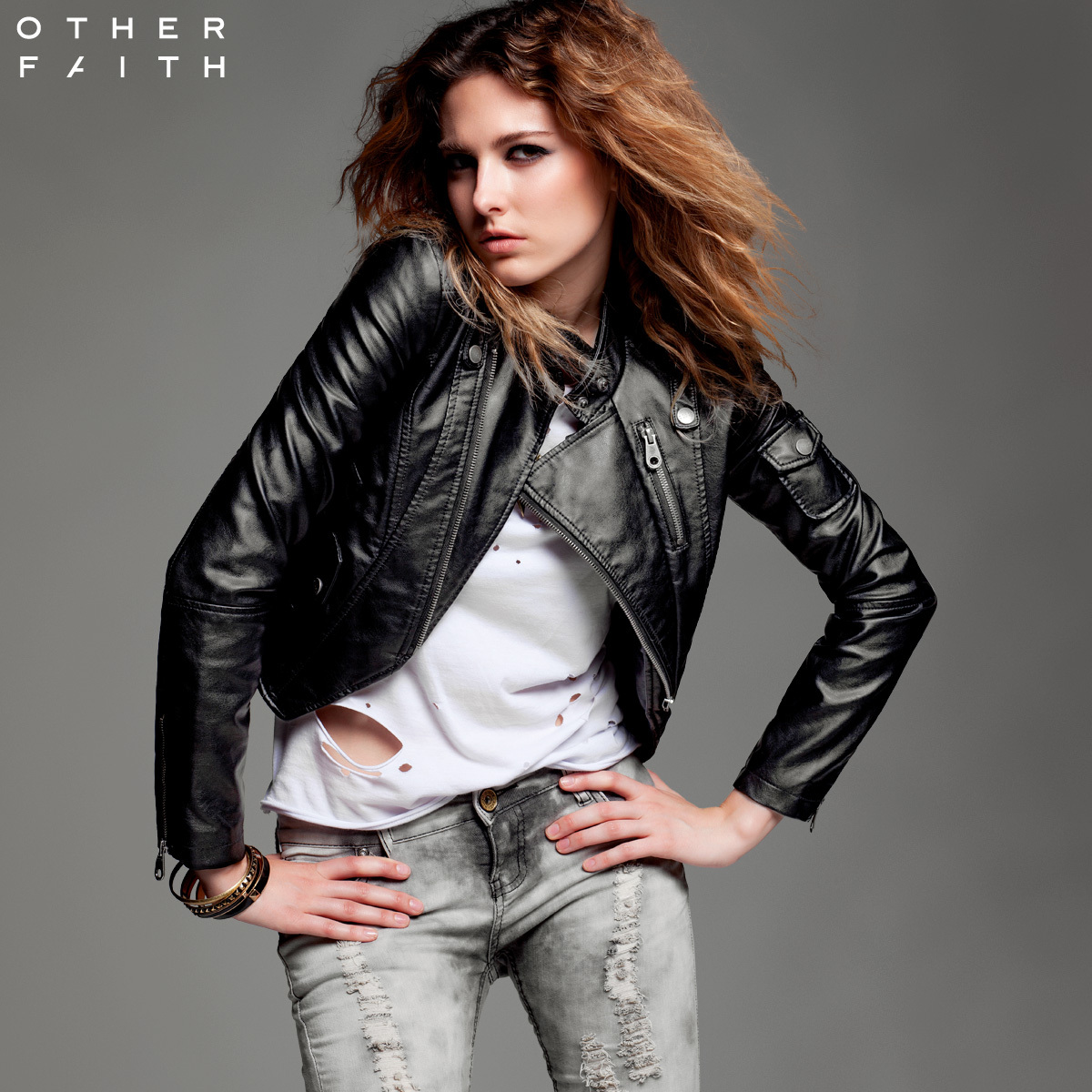 Free shipping Otherfaith new arrival stand collar PU clothing short design female leather clothing outerwear 12eg013015f