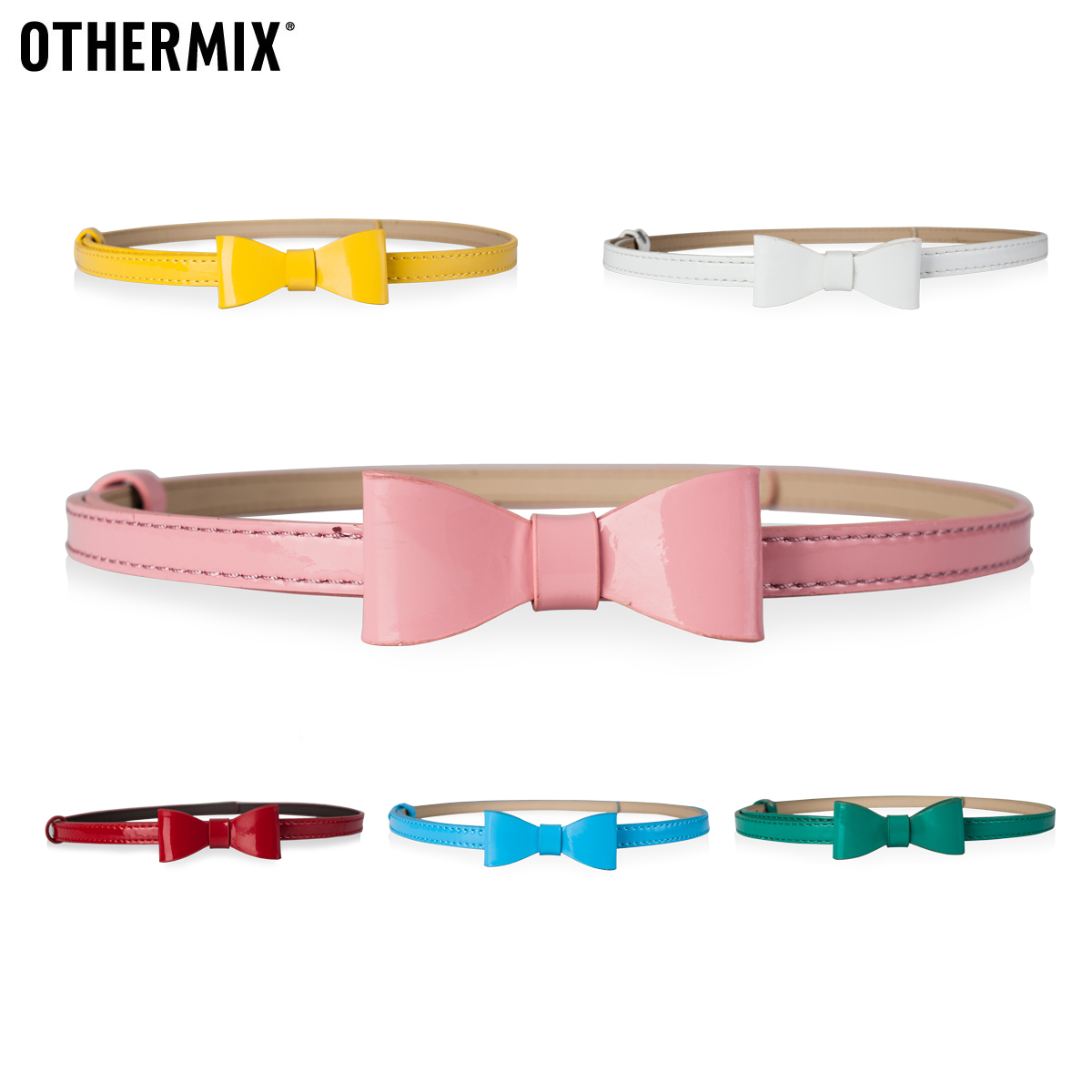 Free shipping Othermix candy color all-match women's bow genuine leather thin belt accessories 12my033001f