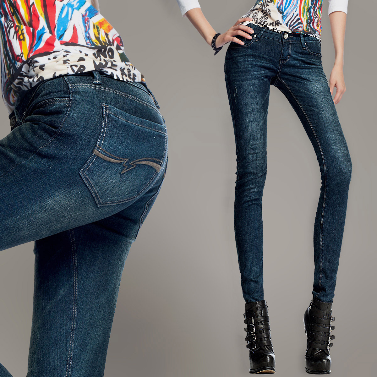 free shipping Othermix classic low-waist water 12cf124030f wash skinny jeans Quality Assurance