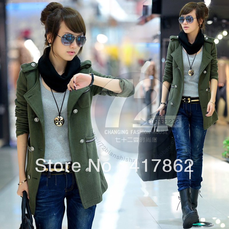 free shipping outerwear 2013 spring female military wind overcoat epaulette cardigan