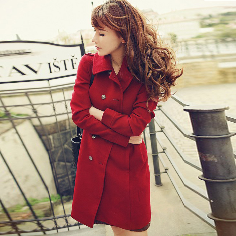 Free Shipping Outerwear woolen outerwear female medium-long thickening woolen trench autumn and winter woolen overcoat