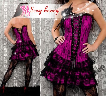 Free Shipping! Over Bust Lace Corset Dress,Sexy Corset Skirt S/L/XL-LD-10380