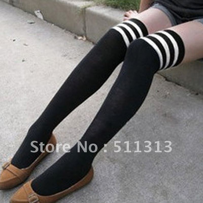 FREE SHIPPING over-the-knee socks 100% cotton thigh socks women stockings