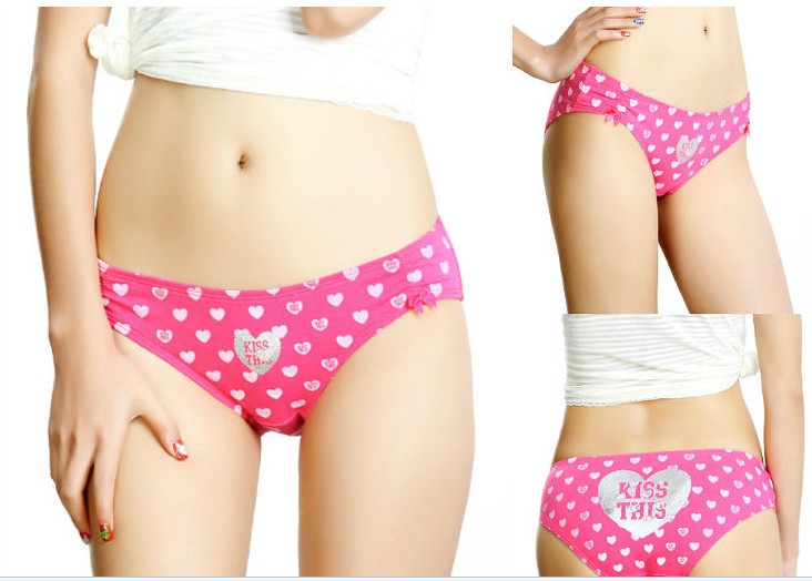 Free shipping panties 2012 cotton heart print silver women's sexy trigonometric panties 4