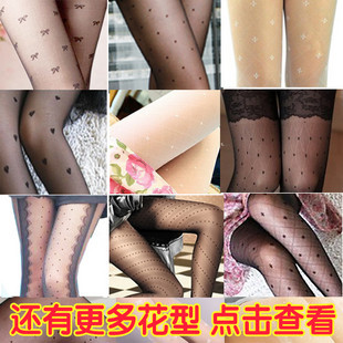 Free shipping! Pantyhose sidepiece lace decoration polka dot chromophous stockings meat pantyhose