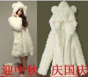 Free Shipping  Paragraph wool coat medium style rabbit hair the lambs wool nut fur overcoat imitation fur coat