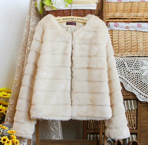 Free Shipping PC-001 Women's Plush Fur Coat Sweet Winter Warm Jacket Fur Clothing Black/Pink/Apricot