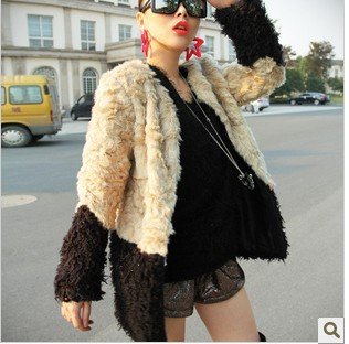 Free Shipping PC-007 Europe Style Women's Lamb Fur Coat Winter Warm Long Sleeve Jackets Fur Clothing Outerwear 2 colors