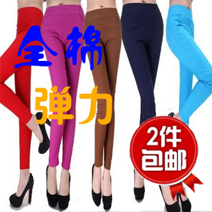 Free shipping Pencil pants elastic pants female 2012 candy color denim legging