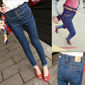 Free Shipping Pencil pants tide of trousers high waist women's jeans skinny pants