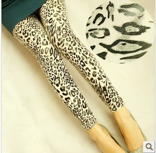 Free shipping personalized animal dot pattern white sexy faux leather 9 pants ankle length legging