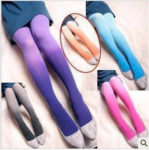 free shipping Personalized fashion vintage gradient color two-color velvet pantyhose