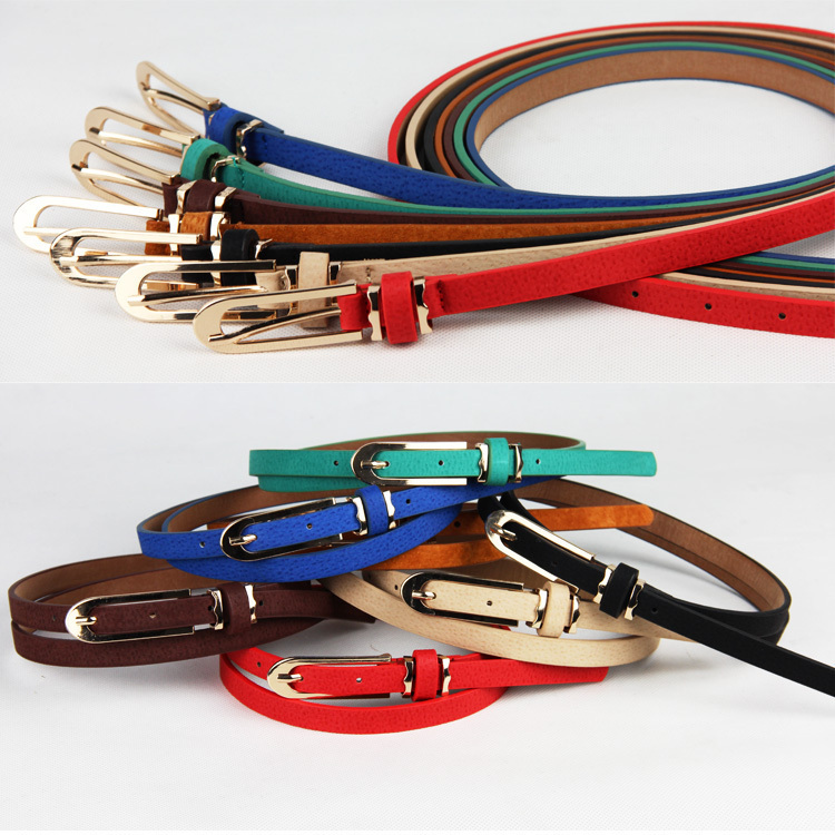 FRee shipping Pigskin thin belt candy color genuine leather thin belt fashion women's decoration all-match thin belt