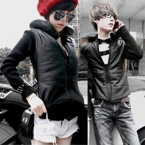 Free shipping pillow thickening wadded jacket leather clothing lovers short jacket long-sleeve female