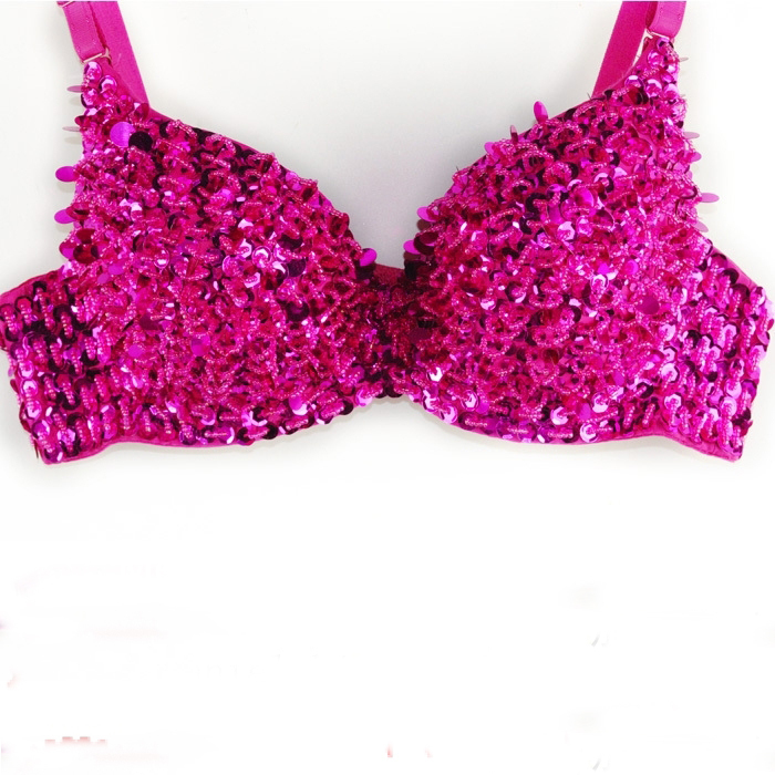 Free shipping pink colorful paillette embellished bra,sequin studded punk rock bra ,sexy stripper wear,night club