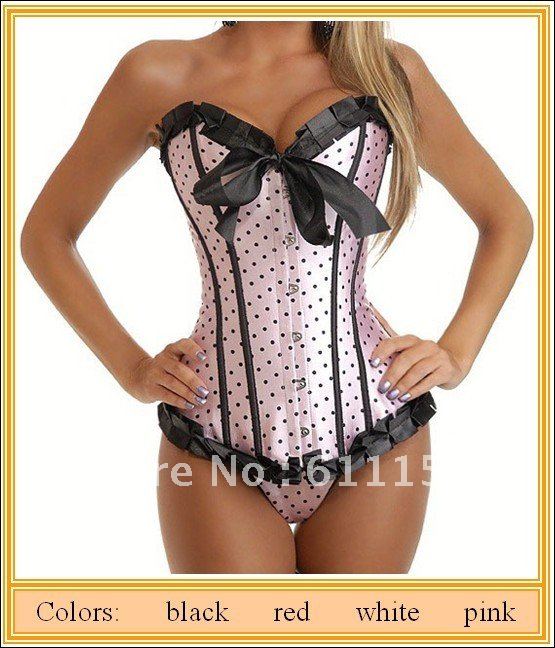 Free shipping!Pink Corset With Black Trim Sexy Lingerie wholesale retail