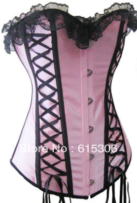 Free Shipping!Pink fashion overbust corset - 7055 pink