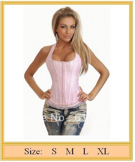 Free shipping!! Pink Perfectly Glamourous Overbust Corset , Size , S , M , L , XL