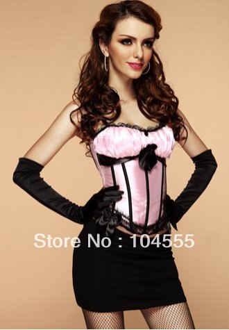 Free shipping  Pink Ruffle Pleated Top Princess Burlesque Corset