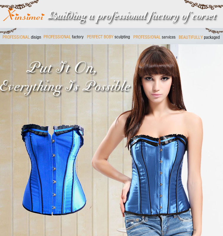 Free Shipping!!! Plus Size Best-selling Lace Ruffles Ribbon Lace-up Back Charming Corset