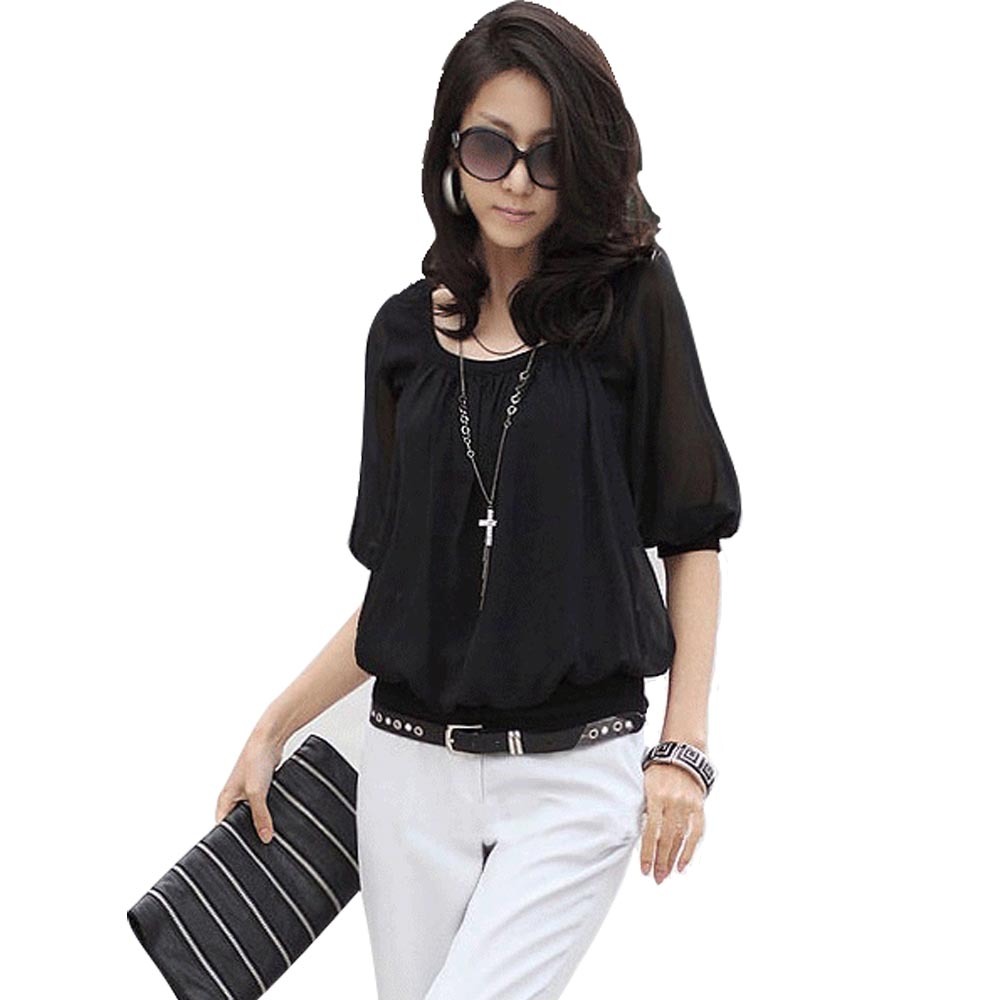 Free shipping! Plus size clothing 2012 spring and summer personality fashion chiffon shirt half sleeve chiffon top