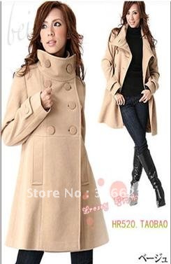 Free shipping   plus size FASHINON Women's woolen winter  long double breasted  coat ,Slim trench coat  ,M,L XL XXXL