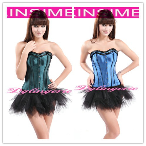 Free Shipping ! Plus Size Night Club Corset With Petticoat,Sexy Dress