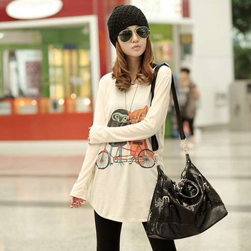 Free shipping plus size Spring cartoon print long design maternity t-shirt