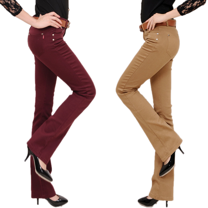 Free shipping , Plus Size Women 's Fashion Boot Cut Trousers , Ladies ' Work Candy Colors Pants ,Wholesale ,A639