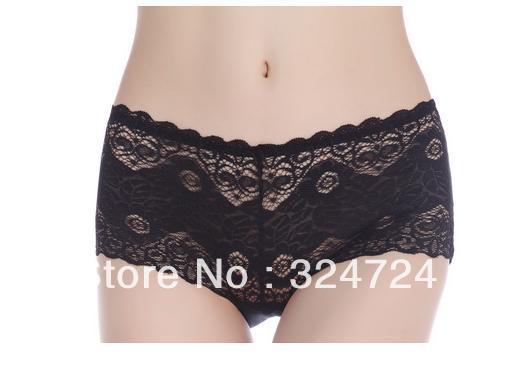 Free shipping Plus Size XL Hollow Out Lace Side Embroidery Bamboo Fiber Sexy Underwear Briefs Lady's Panties