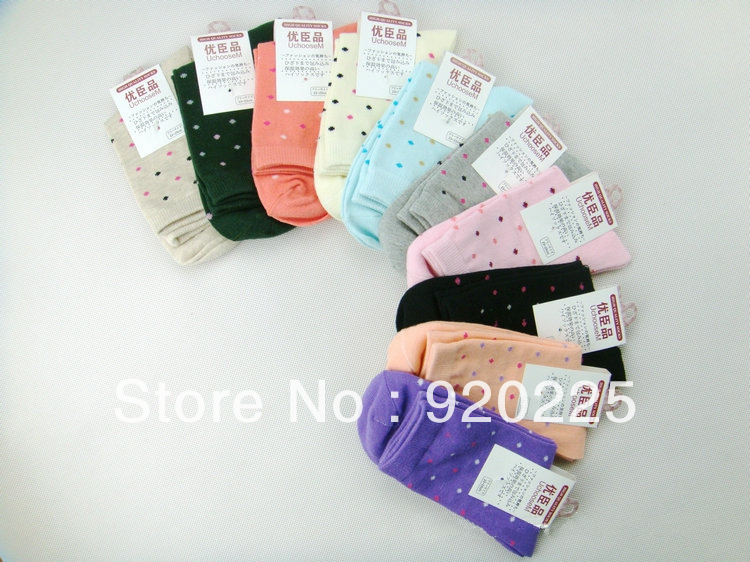 Free shipping Polka Dot Cotton Women's Socks Women dot short socks 10 colors optional