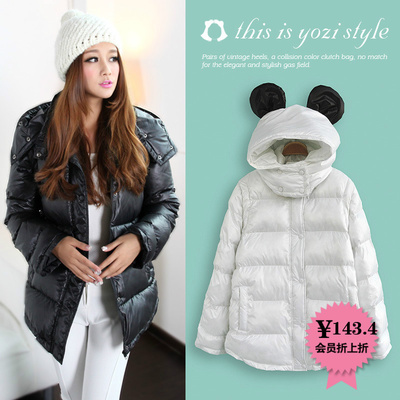 Free Shipping, Pomeloes clothing 2012 winter new arrival panda head medium-long wadded jacket outerwear zc335