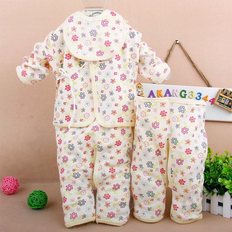 free shipping Princess house newborn 100% cotton underwear piece set top 1 trousers 2 bib 1 baby cotton sweater