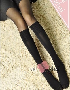 free shipping! Princess sexy female knee length black patchwork jacquard pantyhose silk varicose tights stocking