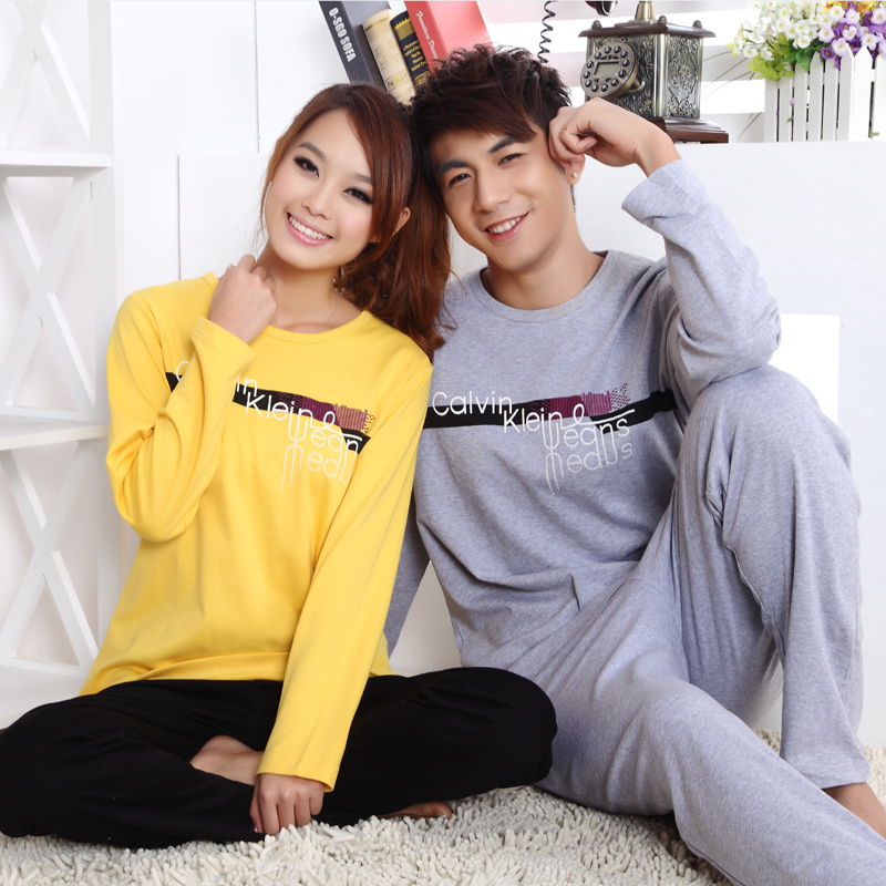 Free Shipping Princess spring and autumn lovers sleepwear cotton long-sleeve married pure set knitted cotton lounge