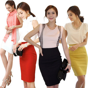 Free shipping Professional set women's summer white collar set elegant work wear OL outfit dress skirt female