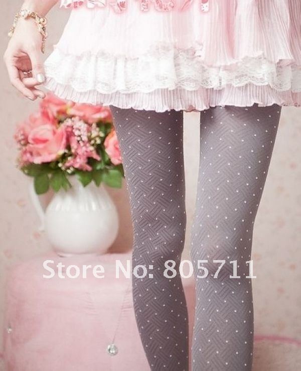 Free Shipping Promotion Good Quality White Point Tights Sexy Pantyhose Hosiery Fashion Socks Women Stockings Underwear New Style