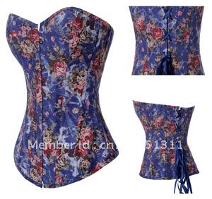 Free Shipping ! Promotion Plus Size Overbust Demin Bustier Sexy Corset Tops and Basques Waist Cincher