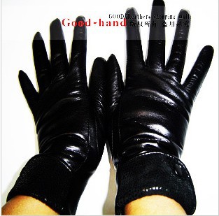 Free Shipping Promotional European version of senior lambskin short Ladies Leather Gloves Black 2086 beautiful temperament noble