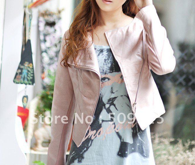 Free Shipping,PU Leather jacket,Women Short leather coats,garment, 2 colors