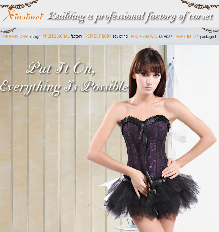 Free shipping purple corset set