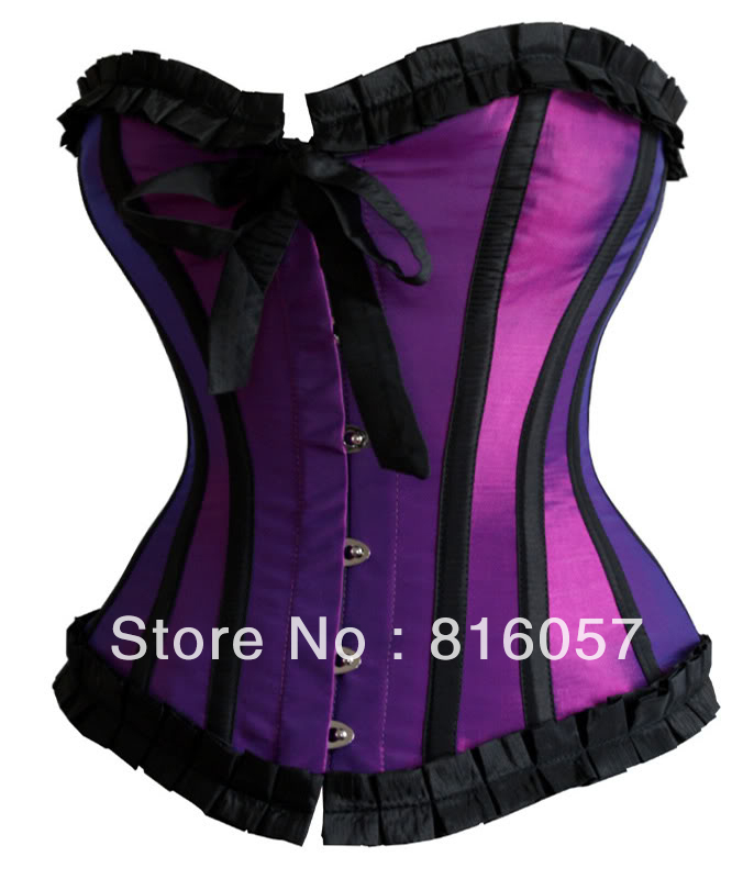 Free shipping!Purple Corset With Black Trim Sexy Lingerie sexy underwear sexy corset !wholesale