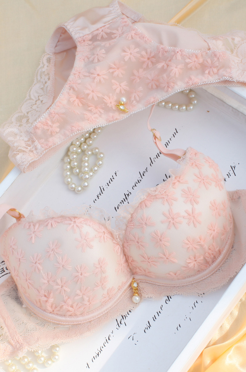 free shipping push up 2012 bra set underwear set push up pink for women