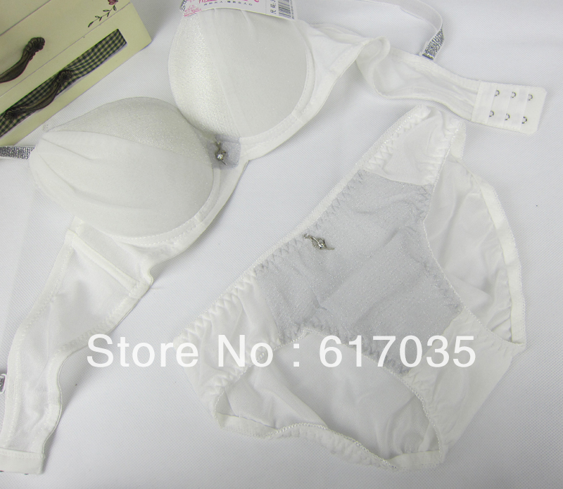 Free Shipping Push Up Round up Sexy bra Fashion bra Women Ladies' Bra+Pants Set White WXY-912